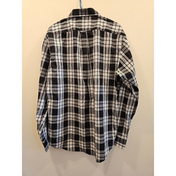NWT Men's Izod Natural Stretch Button Down Shirt Size Large Black Plaid - Picture 3 of 6